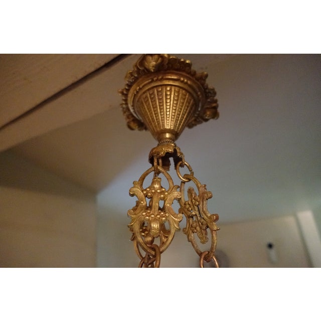 Antique Bronze and Pâte De Verre Chandelier, 1900s For Sale - Image 4 of 8