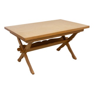 Brutalist Danish Oak Extendable Dining Table attributed to Henning Kjærnulf, 1960s For Sale