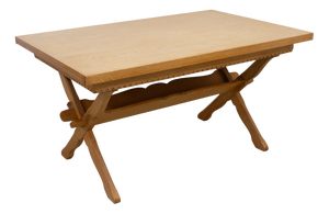 Brutalist Danish Oak Extendable Dining Table attributed to Henning Kjærnulf, 1960s