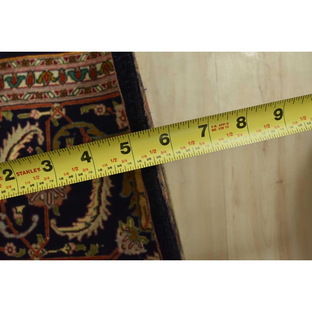 Fine Tabriz Rug 9’9” X 12’7” Blue Wool Traditional Hand-Knotted Carpet For Sale - Image 13 of 15