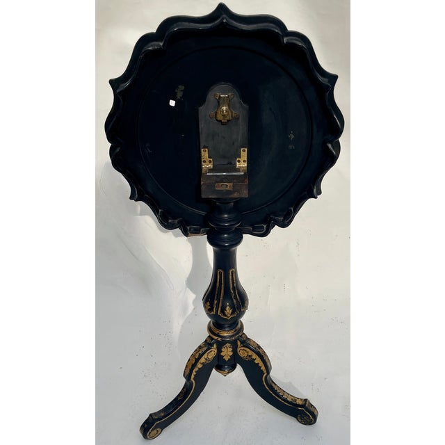 Black Antique English Hand Painted Tilt-Top Table With Dogs For Sale - Image 8 of 12
