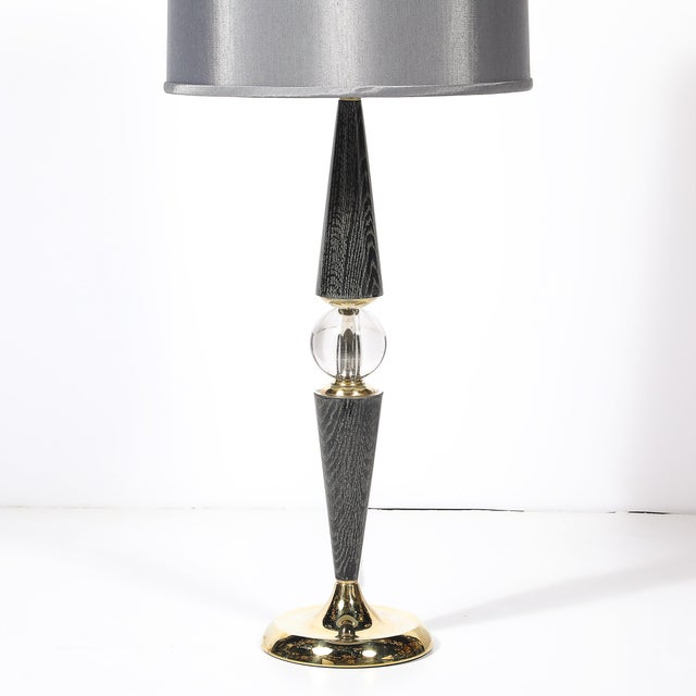 This stunning pair of Mid-Century Modernist table lamps, crafted in America around 1960, exemplifies the sleek...