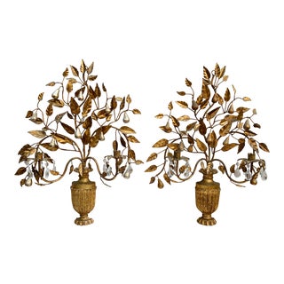 Hollywood Regency Giltwood Wall Sconces - a Pair For Sale