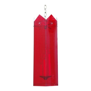 Red Lucite Hexagonal 1970s Lantern For Sale