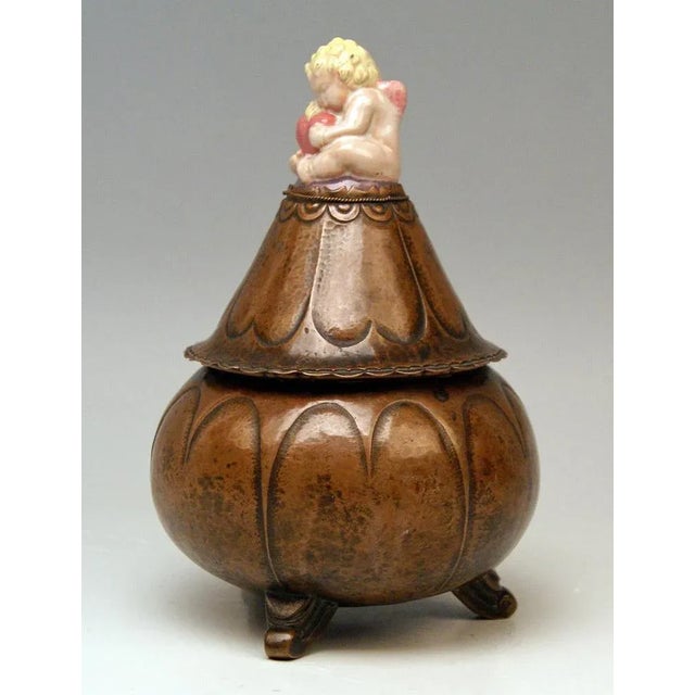 Box Copper Ceramics Figurine by Josef Hoffmann for Klieber Wiener Werkstaette, 1920s For Sale - Image 3 of 8