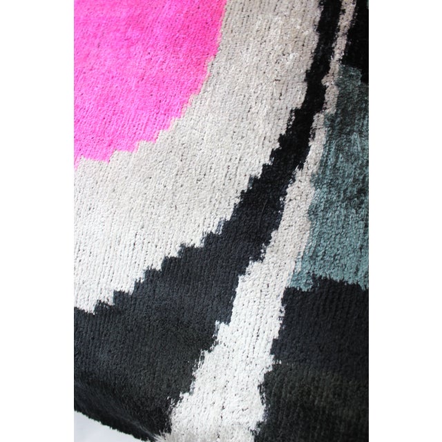 Black Contemporary Handmade Velvet Ikat Pillow For Sale - Image 8 of 12