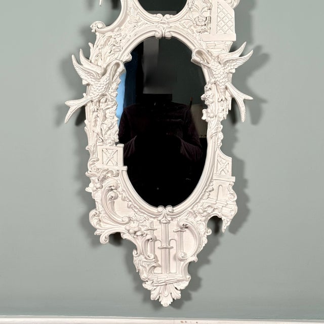 Gampel-Stoll 1971 Gampel Stoll White Gloss Chinoiserie Pagoda Mirror For Sale - Image 4 of 17