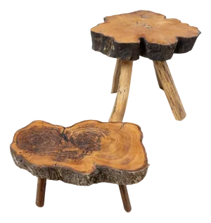Brutalist Elm Coffee Table Set, 1960, Set of 2