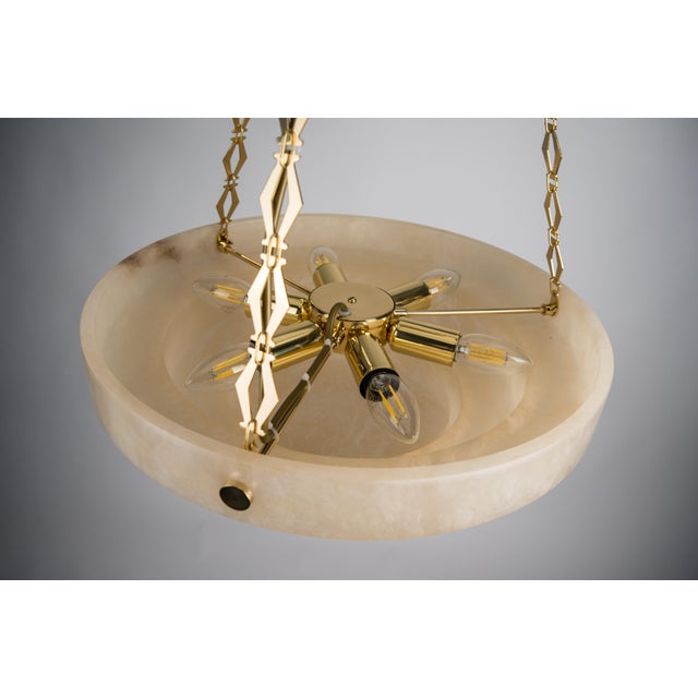 Andorra Tiered Alabaster and Polished Lacquered Brass Pendant Light by ZAVADSKI, 2020 For Sale - Image 4 of 5