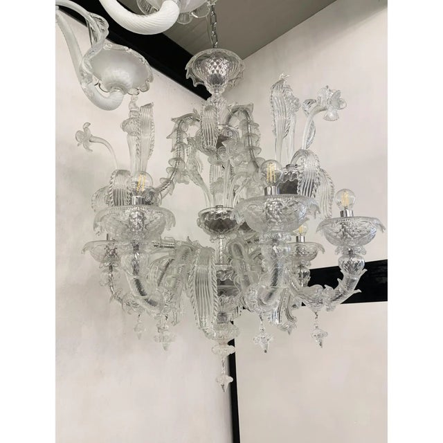 Transparent Murano Chandelier in Transparent Glass For Sale - Image 8 of 12