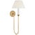 Amber Lewis for Visual Comfort Signature Ingela 24" Single Sconce in Hand-Rubbed Antique Brass with Silk Pleat Shade For Sale