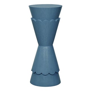 Matthew Izzo Home Vivienne Steel Blue Stained Oak Drink Table For Sale