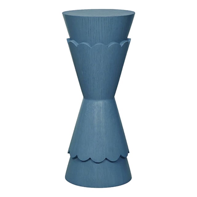 Matthew Izzo Home Vivienne Steel Blue Stained Oak Drink Table For Sale
