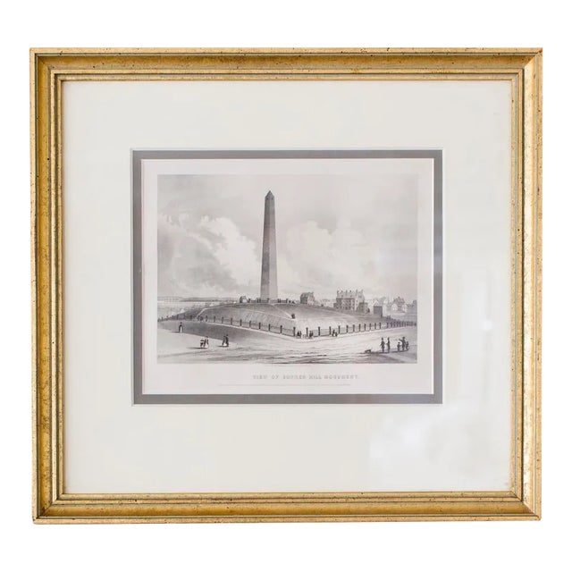 Mid 19th Century "View of Bunker Hill Monument" Reproduction Print, Framed For Sale