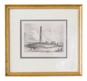 Mid 19th Century "View of Bunker Hill Monument" Reproduction Print, Framed