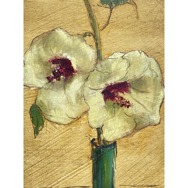 Signed Merle Izard Wild Hollyhocks Painting For Sale In New York - Image 6 of 14