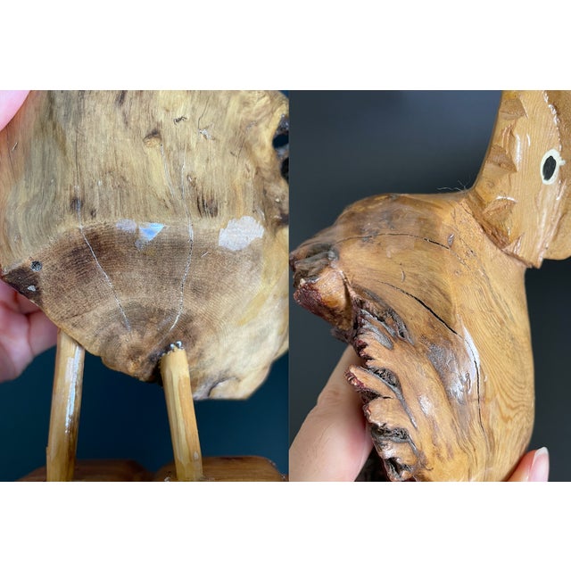 Wood Vintage Hand Carved Parasite Wood Owl For Sale - Image 7 of 11
