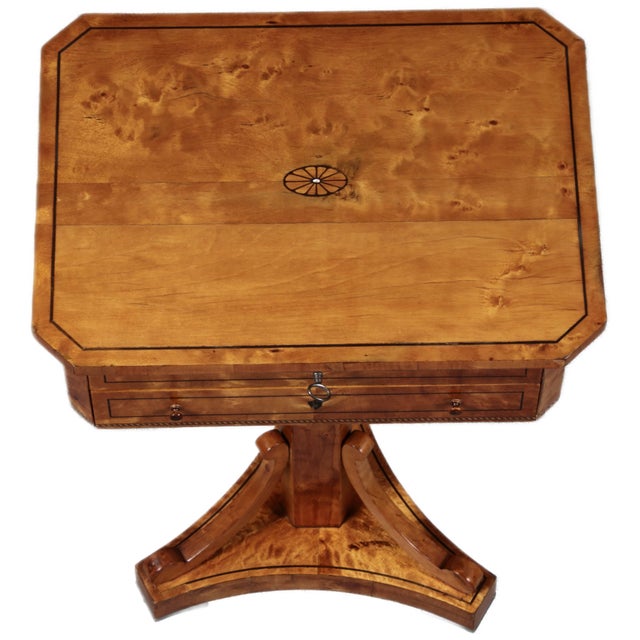 Early 19th Century Antique Biedermeier Sewing Table in Birch, 1830 For Sale - Image 5 of 18