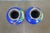 Blue Early 20th Century Pair of Chinese Cloisonne Cobalt Blue Floral Peonies Butterfly Vases Urns 7" For Sale - Image 8 of 13