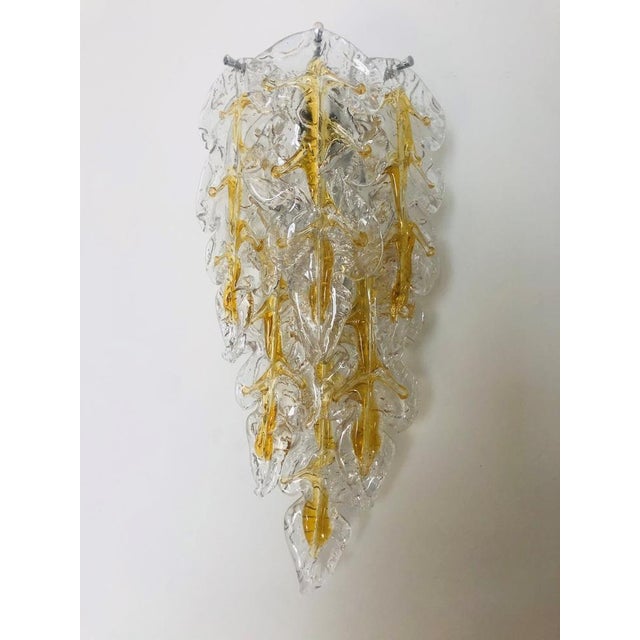 AVMazzega Midcentury Modern Italian Amber Murano Wall Sconces from Mazzega, 1970s, Set of 3 For Sale - Image 4 of 17