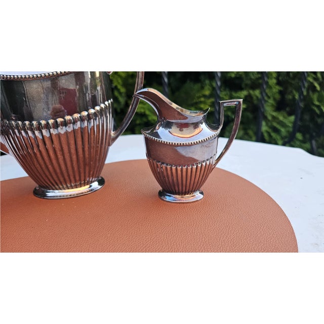Art Deco Silver-Plated Jug with Sugar Bowl and Creamer from Prima N.S., 1920s, Set of 3 For Sale - Image 11 of 13