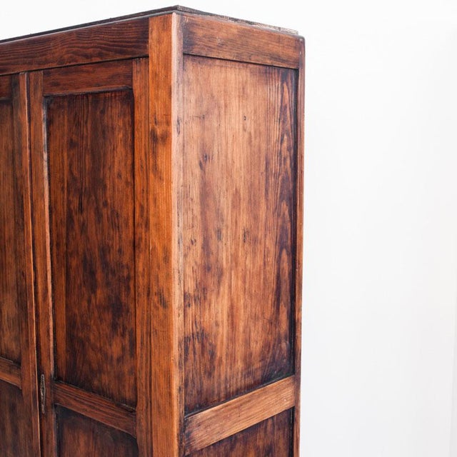 Brown Vintage Parisian Wardrobe Two-Door in Pine, 1950s For Sale - Image 8 of 14