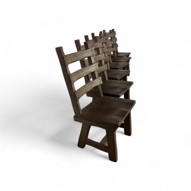 Brutalist Oak Dining Chairs, 1970s, Set of 6 For Sale - Image 4 of 9