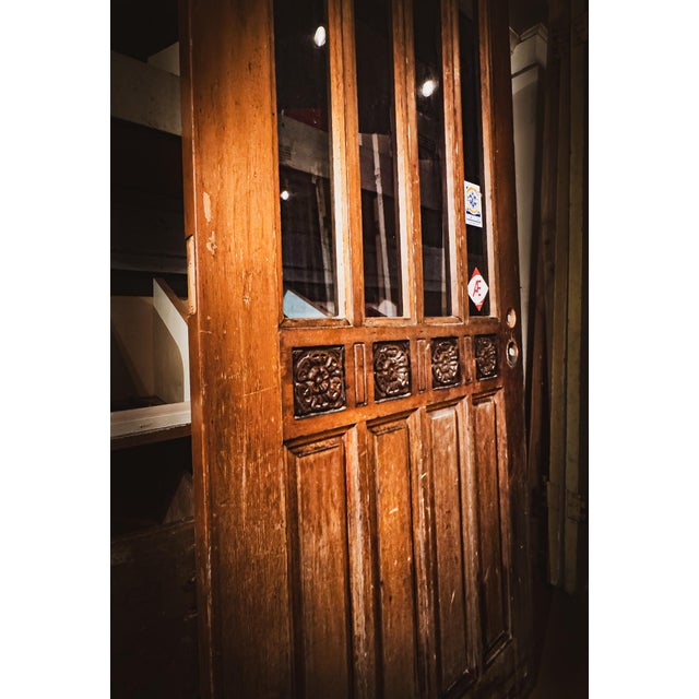 Brown Mid-Century Hand Carved Wooden Door For Sale - Image 8 of 15