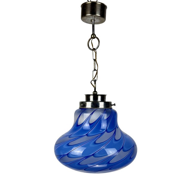 Mid-Century Modern Blue Murano Glass Pendant Lamp, 1980s For Sale