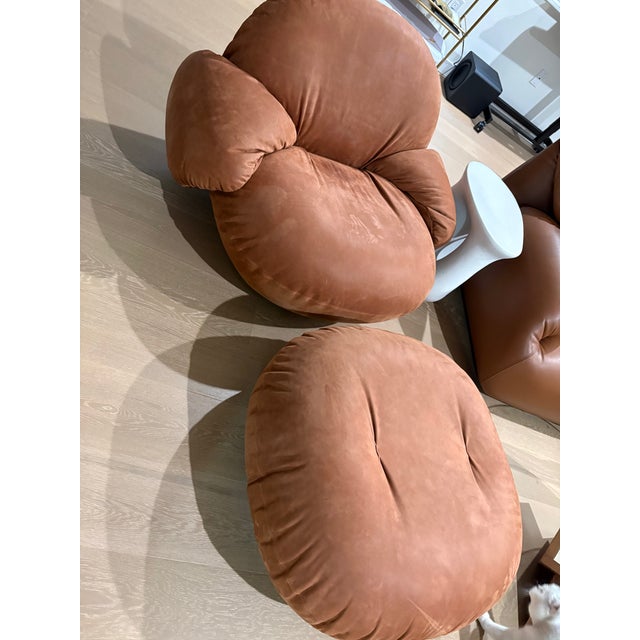 Gubi Pacha Lounge Chair (Returning Swivel Base) and Matching Ottoman in Leather For Sale - Image 12 of 16