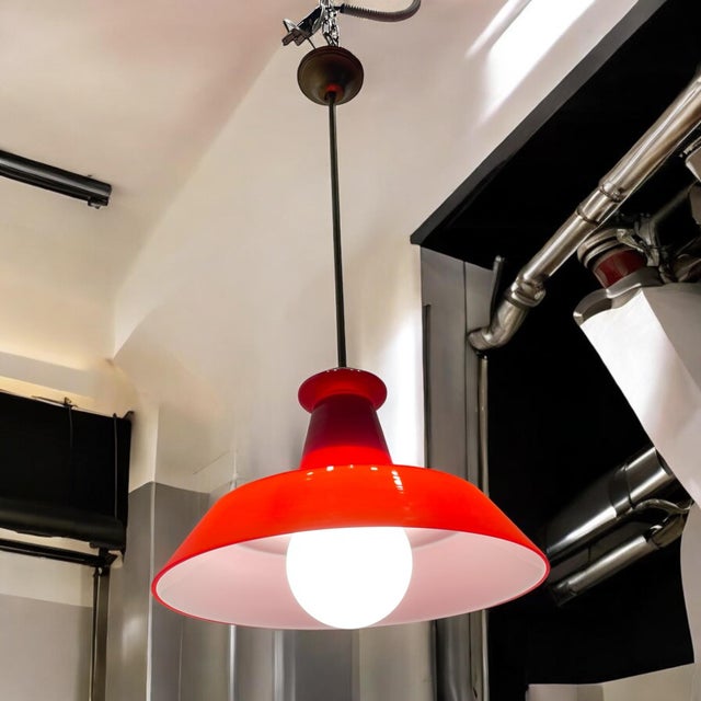 Red Red Murano Glass Pendant Lamp, 1950s For Sale - Image 8 of 15