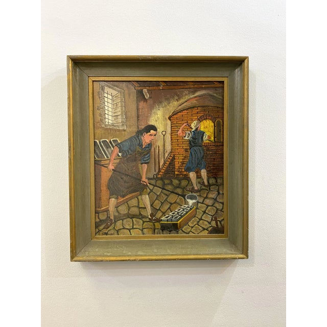 Wood Roberto Gherardi, Aux fourneaux, 1980, Oil on Wood, Framed For Sale - Image 7 of 7