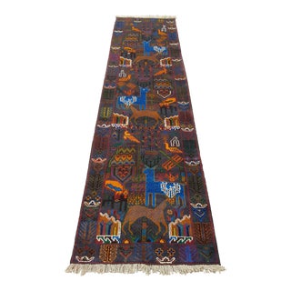 Hallway Afghan Vintage Tribal Baluch Handmade Rug Runner For Sale