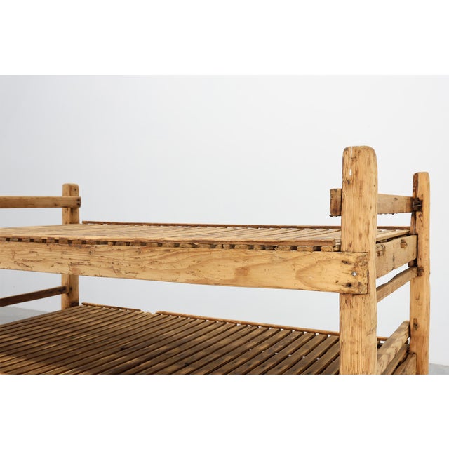 Industrial Large Antique French Rolling Shelf in Pine, 1890s For Sale - Image 3 of 13