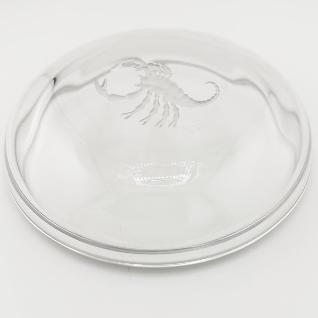 Mid 20th Century Val Saint Lambert Crystal Scorpio Dish or Ashtray With Etched Scorpion Motif For Sale - Image 10 of 10