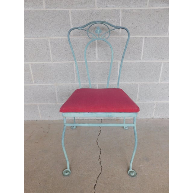 Vintage Woodard Style Wrought Iron Outdoor Dining Set For Sale - Image 12 of 18