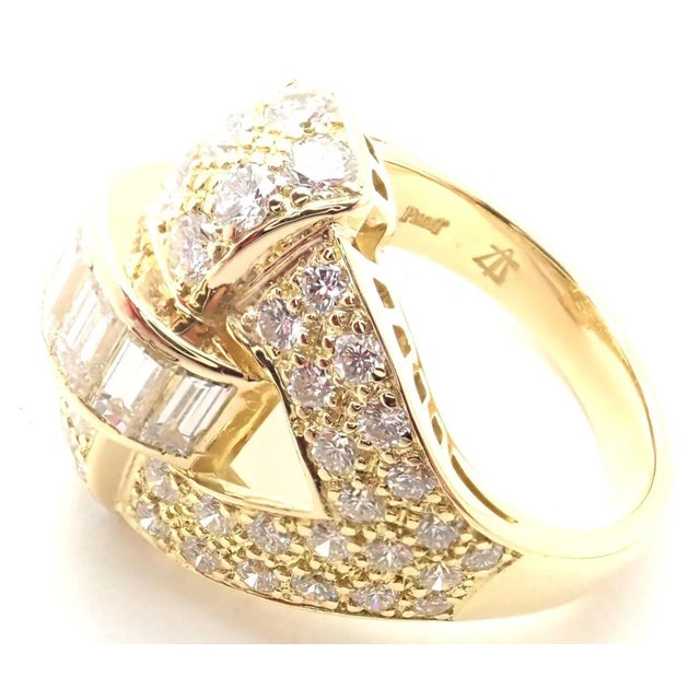 Piaget 18k Yellow Gold 3ct Diamond Cocktail Ring, size 5.5 For Sale - Image 11 of 12