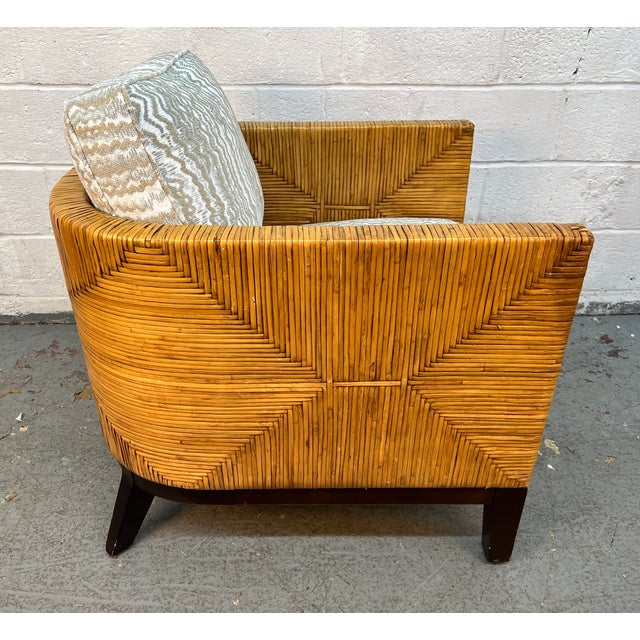 Braxton Culler Braxton Culler Geometric Woven Wicker Lounge Chair For Sale - Image 4 of 10