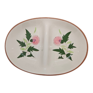 Vintage Stangl Pottery Divided Serving Bowl in the Thistle Pattern