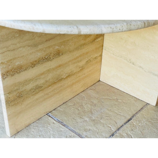 Vintage Half-Moon Travertine Side Table, 1980s For Sale - Image 13 of 18