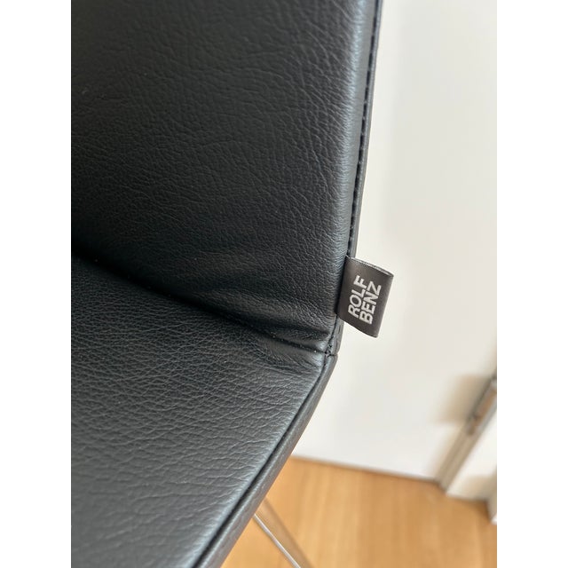 Rolf Benz 626 Sinus Black Leather Skid Bar Stool Designed by Kai Stania For Sale - Image 11 of 11