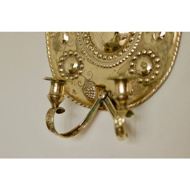 Large Mid-Century Swedish Baroque Style Brass Sconces, Set of 2 For Sale - Image 5 of 17