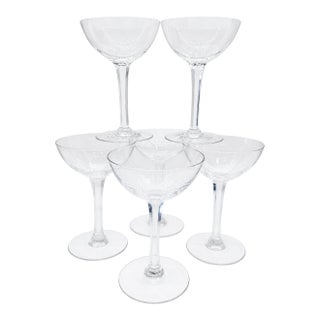 Vintage Japanese Hoya Crystal Champagne Coupes – Set of 6 With Case For Sale