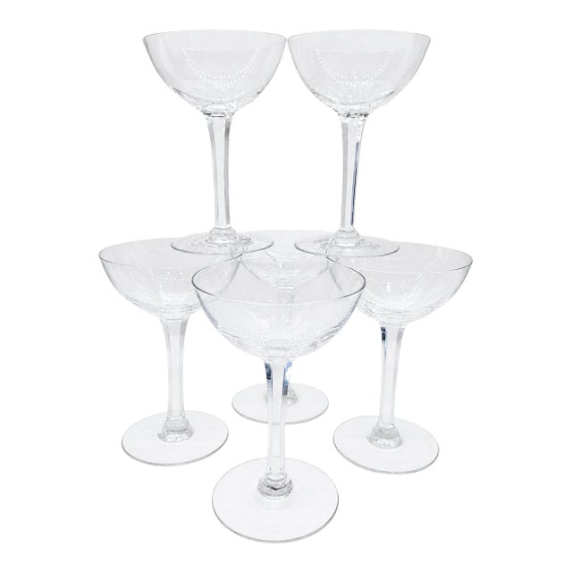 Vintage Japanese Hoya Crystal Champagne Coupes – Set of 6 With Case For Sale