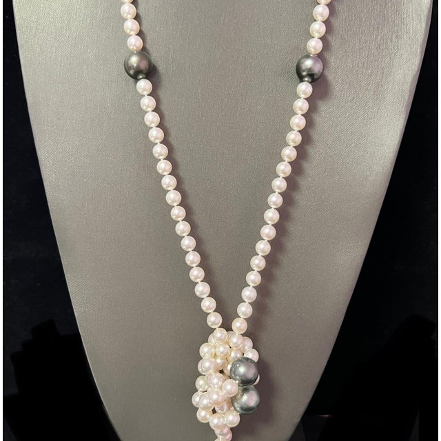 Metal Akoya & Tahitian Pearls Diamond Necklace 18k Gold Certified For Sale - Image 7 of 13