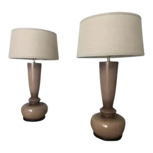 Late 20th Century Postmodern Mocha Sculpture Table Lamps - a Pair