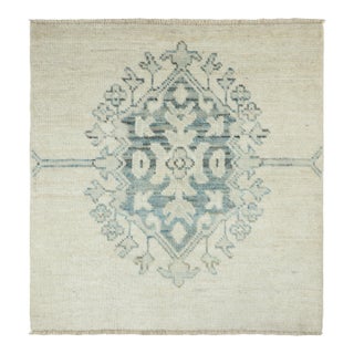 Rug & Kilim's Classic Oriental Square Rug with Slate Blue Medallion For Sale