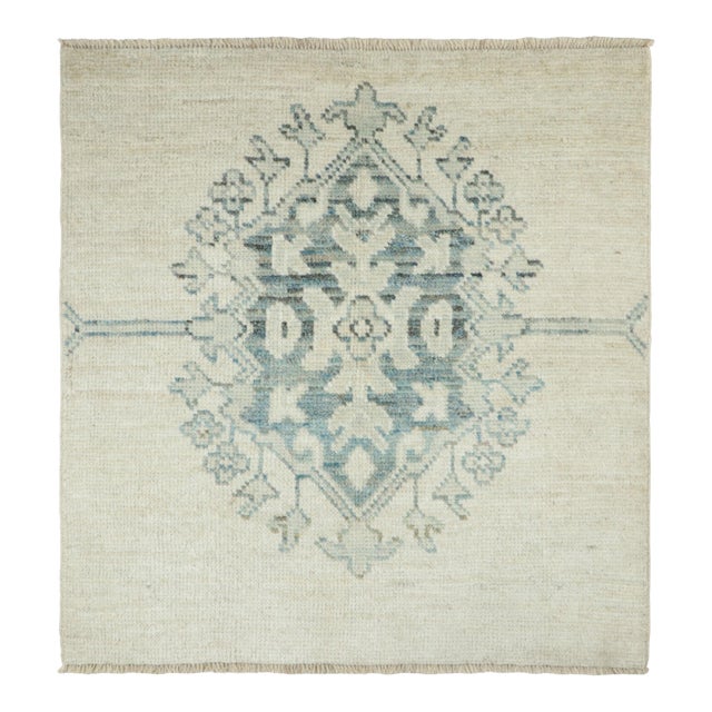 Rug & Kilim's Classic Oriental Square Rug with Slate Blue Medallion For Sale