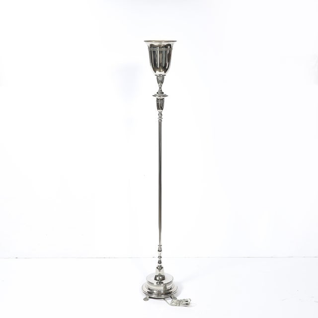 Classical Hollywood Regency Silvered Bronze Torchiere For Sale - Image 12 of 18