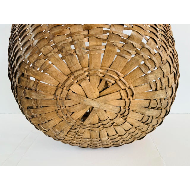 Vintage Country Farmhouse Oak Splint Large Round Gathering Basket ...